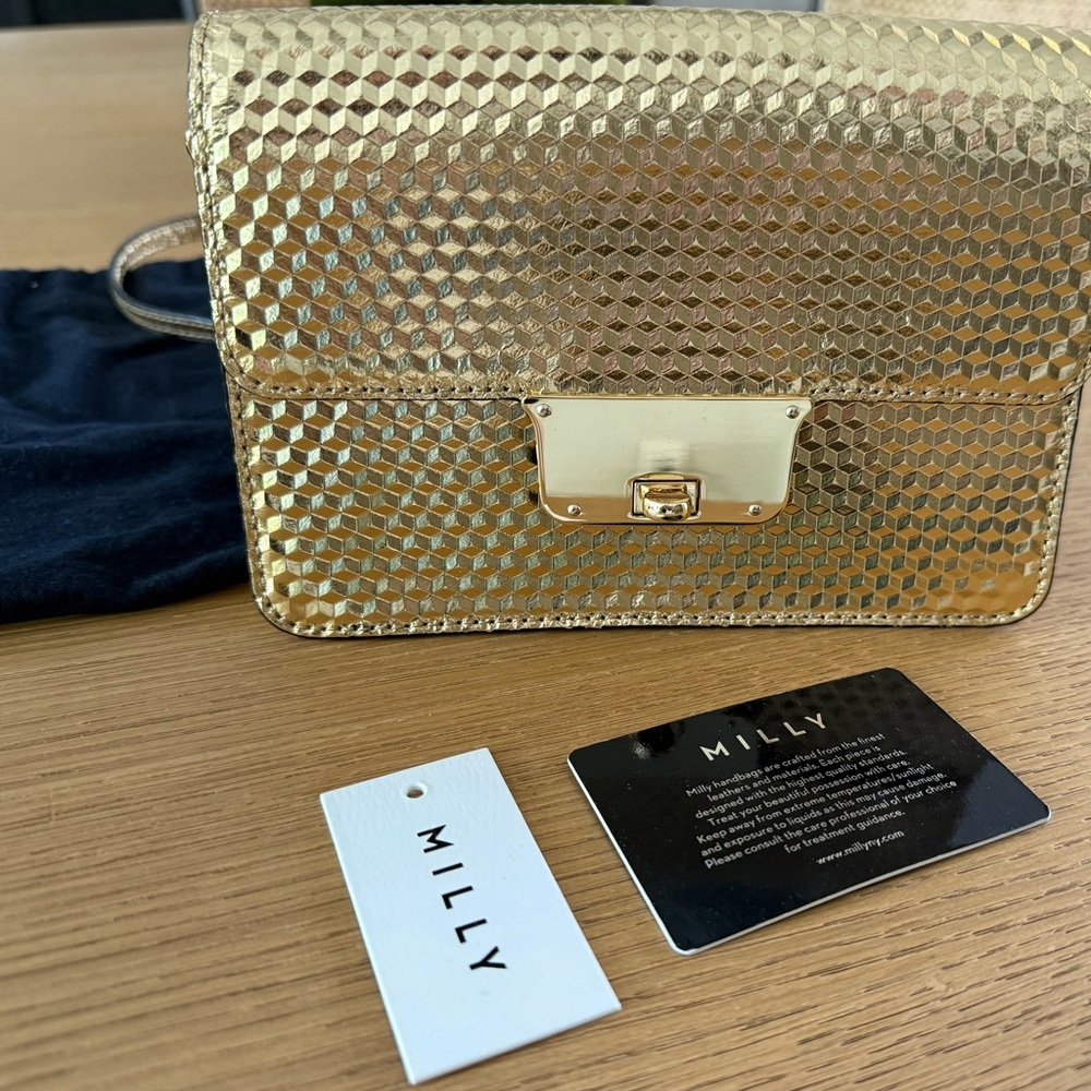 Milly Gold Shimmering Metallic Mini Bag